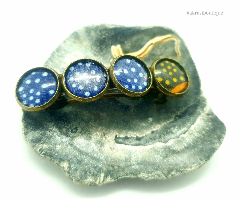 Ankara detail barrette hair clip in bronze