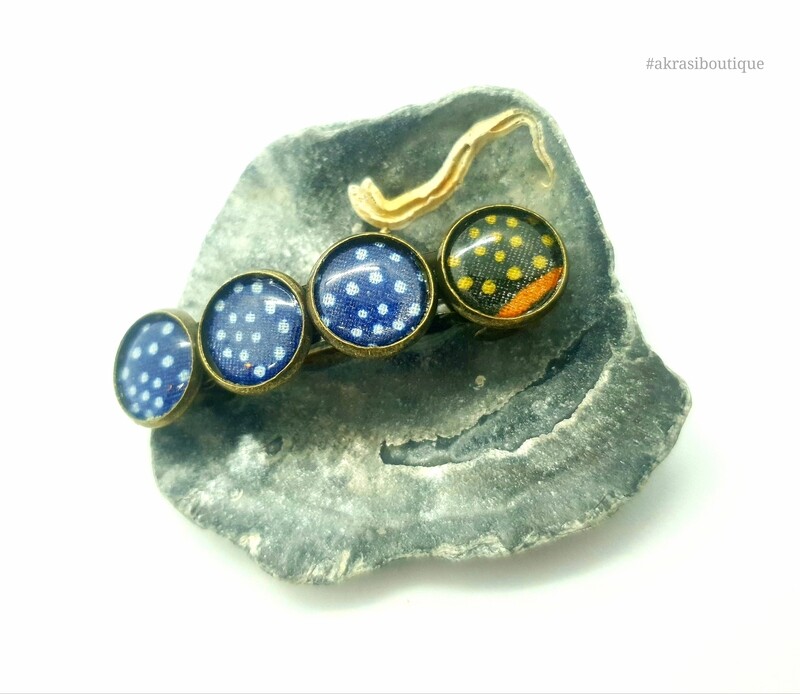 Ankara detail barrette hair clip in bronze