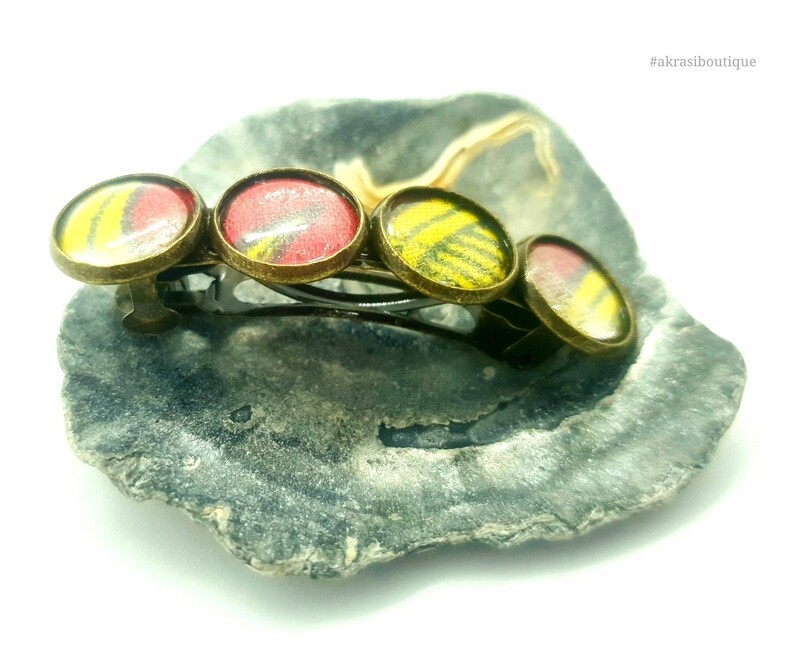 Ankara detail barrette hair clip in bronze