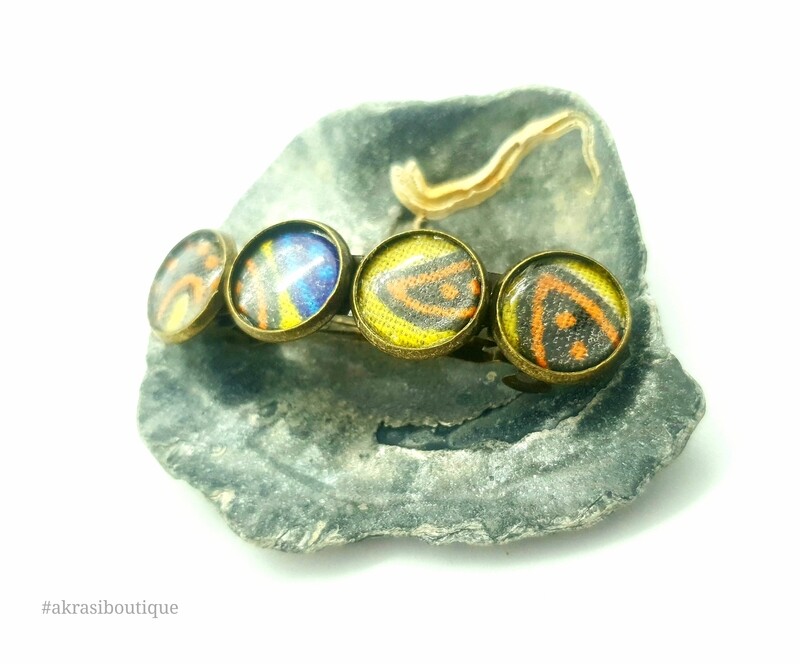 Dashiki detail barrette hair clip in bronze