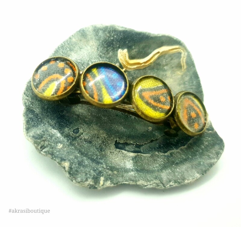 Dashiki detail barrette hair clip in bronze