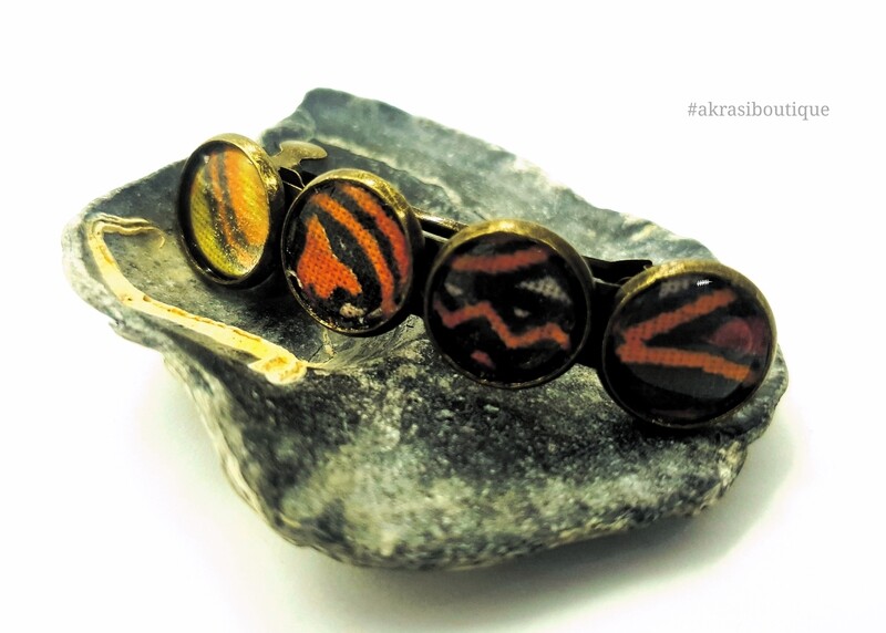 Dashiki detail barrette hair clip in bronze