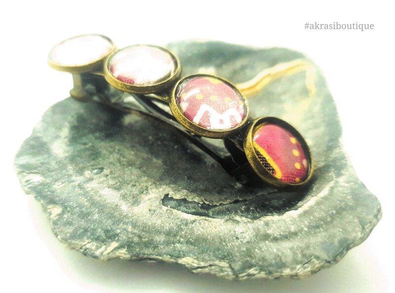 Dashiki detail barrette hair clip in bronze