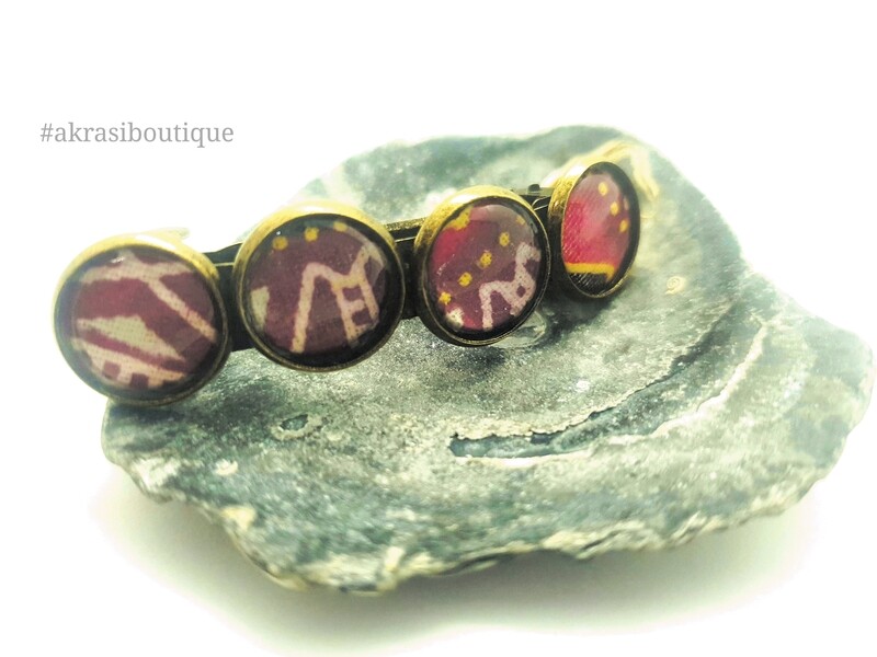 Dashiki detail barrette hair clip in bronze