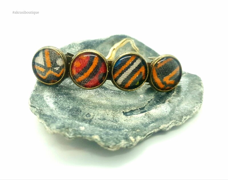 Dashiki detail barrette hair clip in bronze