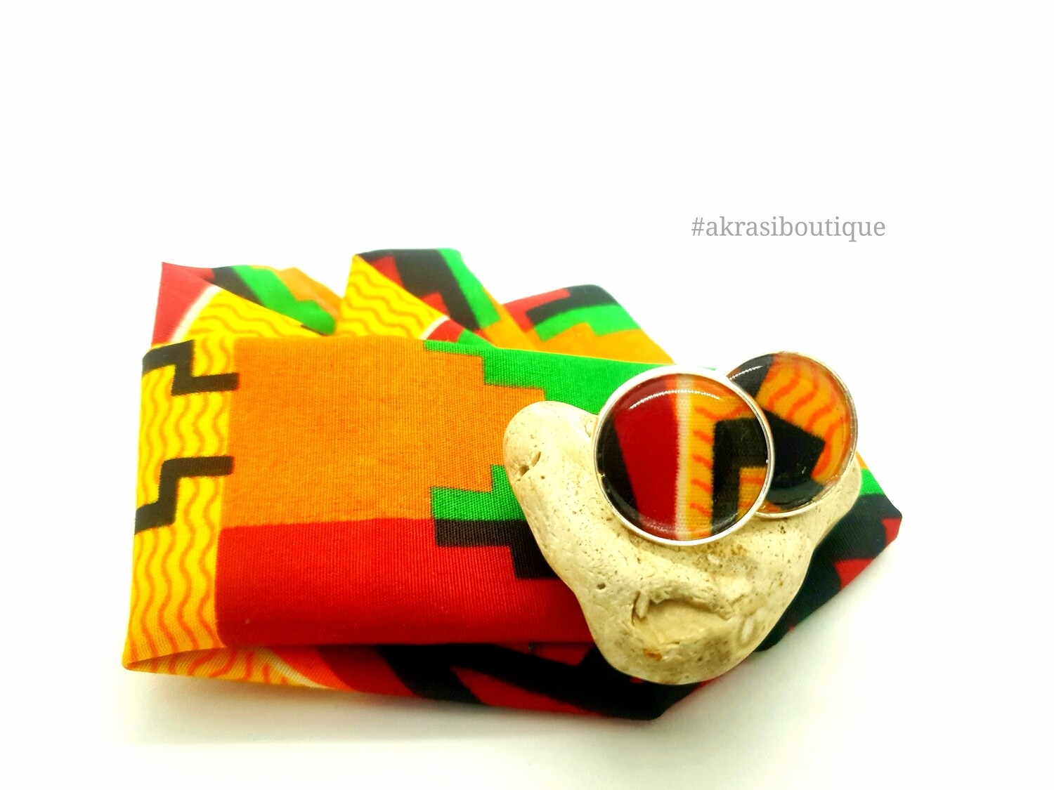 Kente African wax print pocket square with cufflinks | men's accessories | Ankara pocket square | African cufflinks