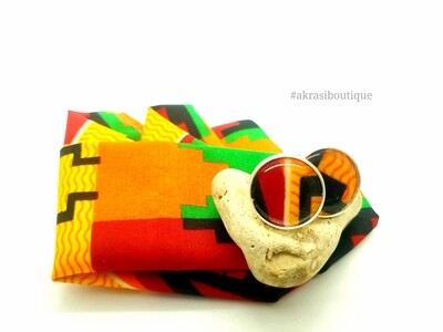 Kente African wax print pocket square with cufflinks | men's accessories | Ankara pocket square | African cufflinks
