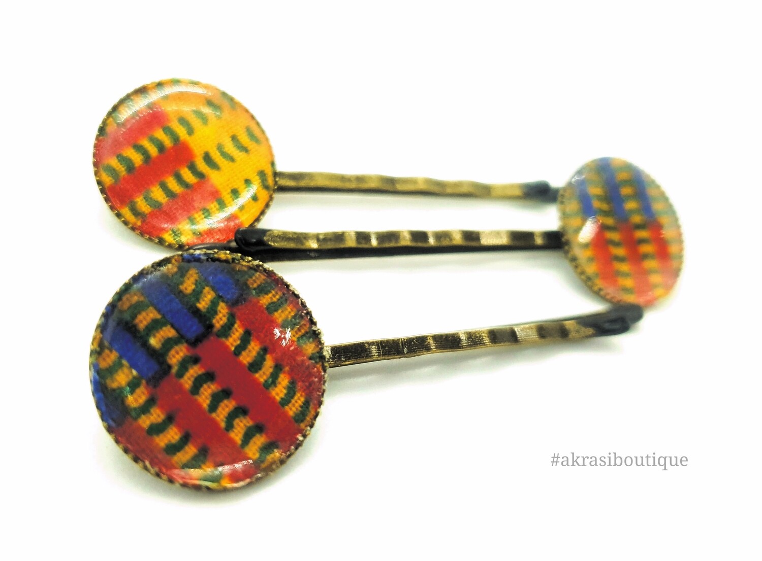 Kente bronze hair pin set | African Bobby pin | Ankara hair slide