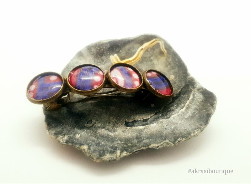 Kente detail barrette hair clip in bronze