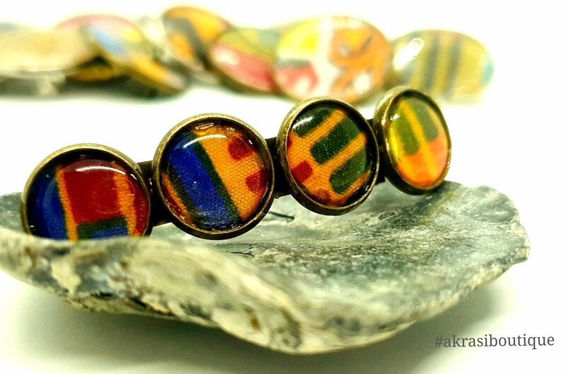 Kente barrette hair clip in bronze