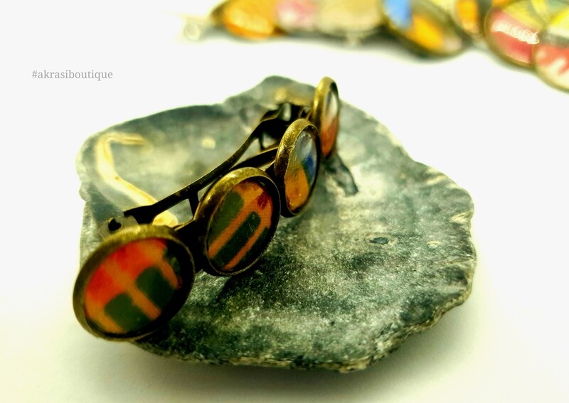 Kente barrette hair clip in bronze