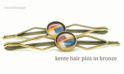 Kente detail bronze hair slide | hair pin | hair accessories