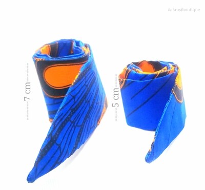 African wax print blue and orange knot tie hair wrap | African print knotted hair tie | Ankara print headtie | headwrap