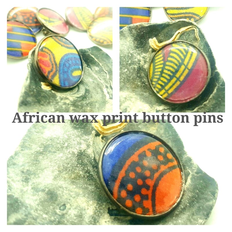 African wax print button pins | Ankara button pin | Kente pin | Dashiki badge