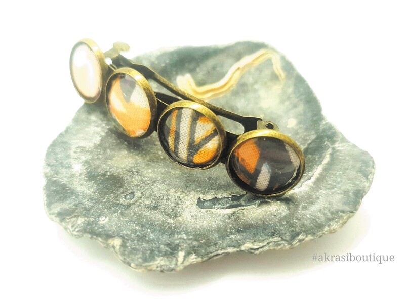 Ankara sika detail barrette hair clip in bronze