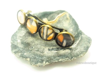 Ankara sika detail barrette hair clip in bronze