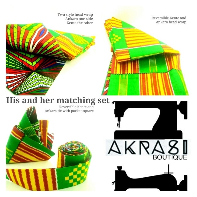 Custom handmade his and her kente set for Lyricl