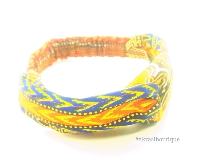 Orange Dashiki print half turban headband | African wax print headwrap | African twisted headband