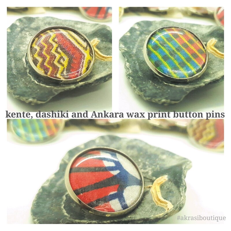 African wax print button pins | Ankara button pin | Kente pin | Dashiki badge