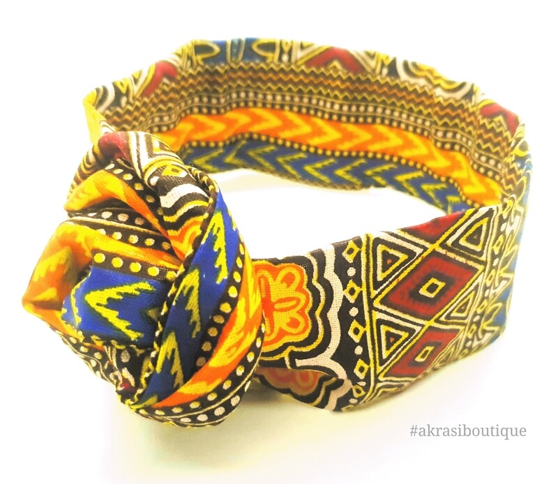 Orange Dashiki print wire twist hair tie | hair wrap | headband | African print headwrap | Ankara print wire headtie | wire hair tie
