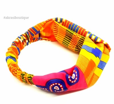 Supreme kente print half turban headband | African wax print headwrap | African twisted headband