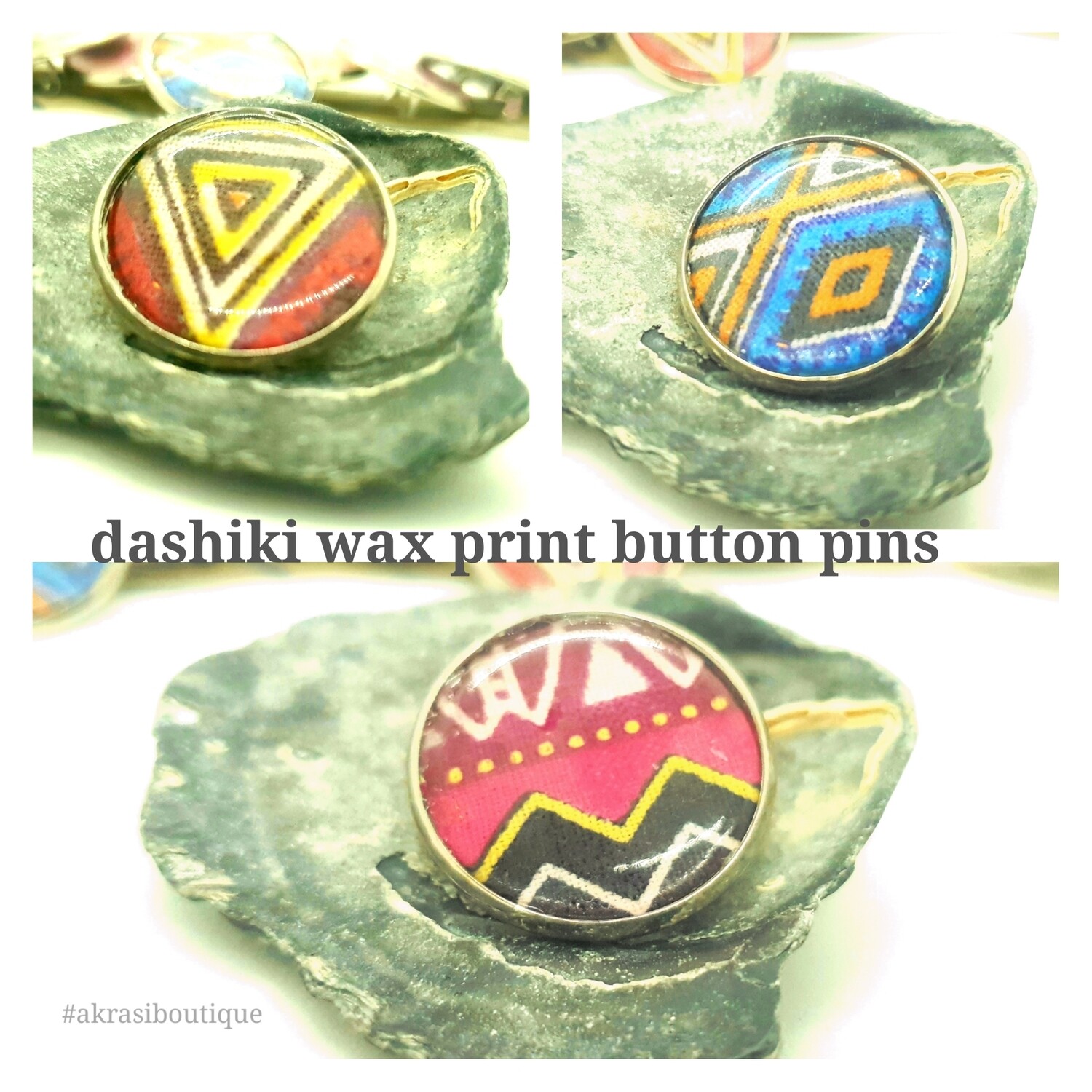 African wax print button pins | dashiki button pin