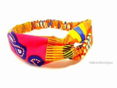 Supreme kente print half turban headband | African wax print headwrap | African twisted headband