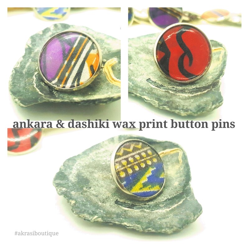 African wax print button pins | Dashiki button pin | Kente pin