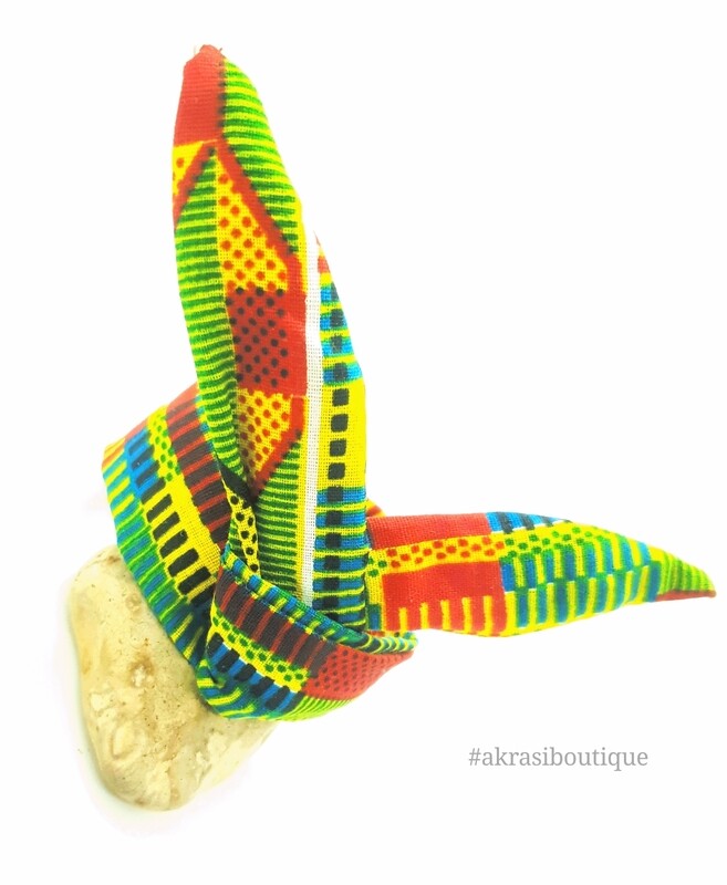 African green kente print wire twist bun tie | African print bun wrap | Ankara print headtie | wire hair tie