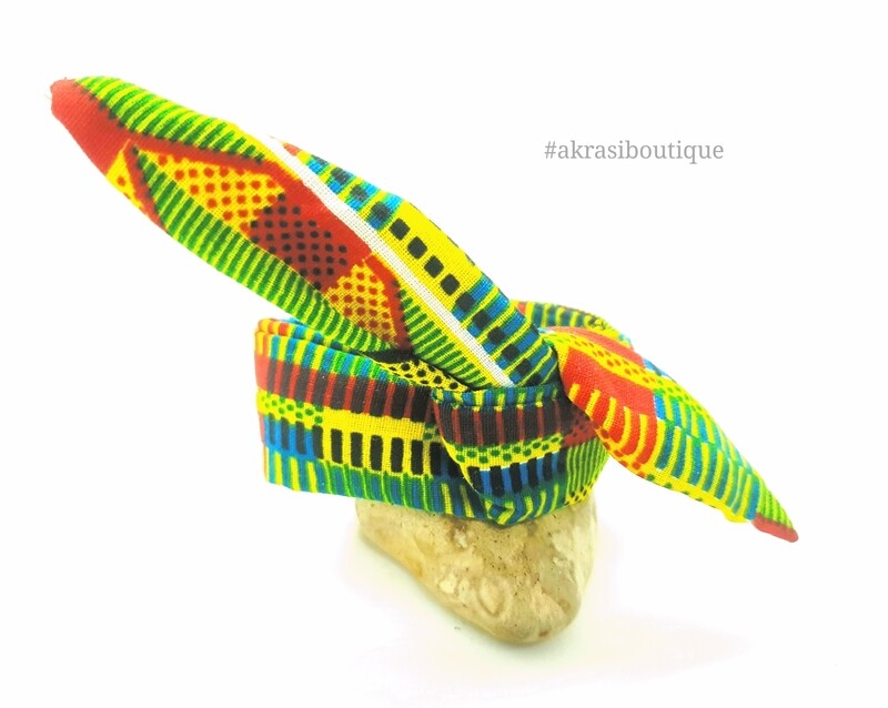 African green kente print wire twist bun tie | African print bun wrap | Ankara print headtie | wire hair tie