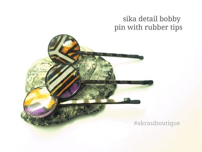 Sika hair pin set in silver | African wax Bobby pin | Ankara hair slide