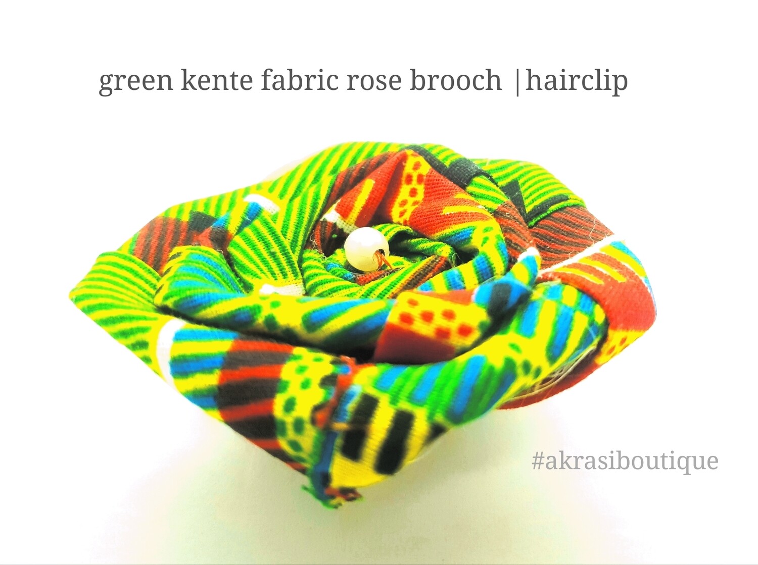 Fabric rose with pearl in African kente print flower pin | flower hair clip | flower brooch | clothing accessories