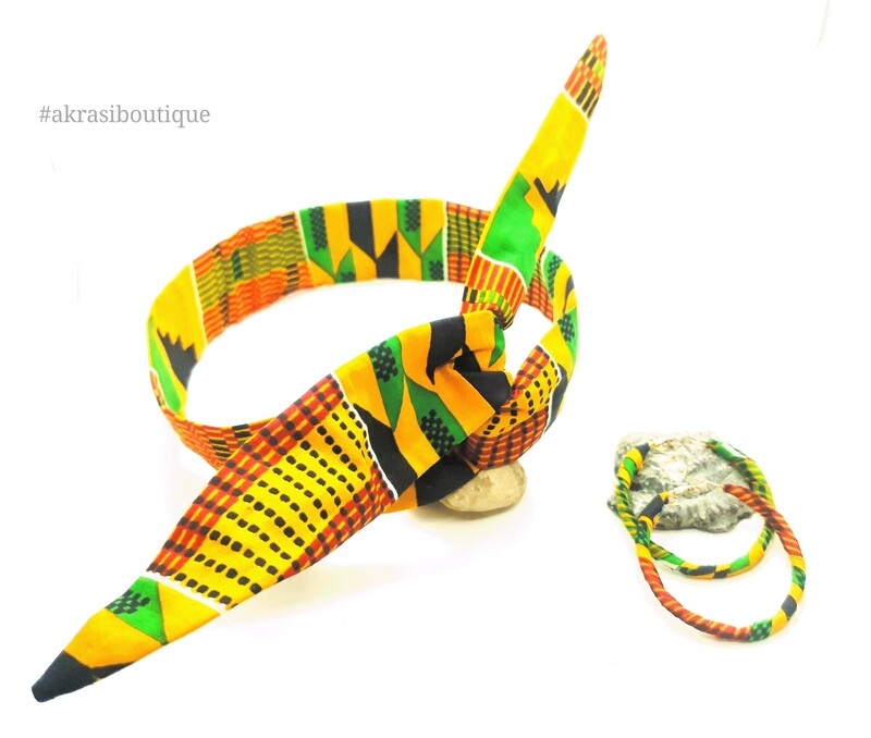 Custom handmade headband and earring kente set