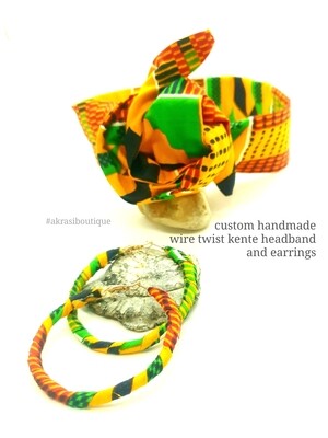 Custom handmade headband and earring kente set