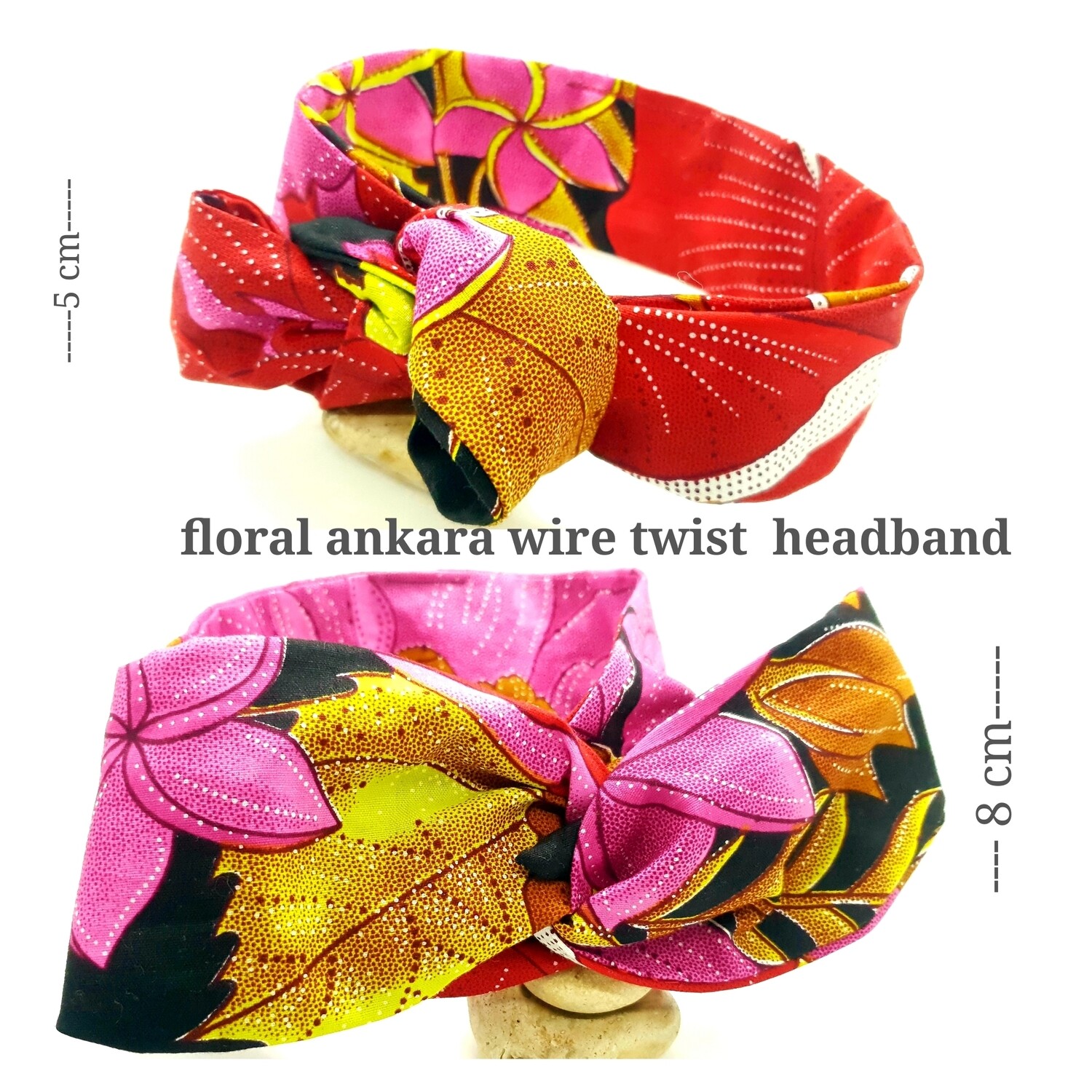 Black ankara floral print wire twist hair tie | hair wrap | African print headwrap | Ankara print wire head tie