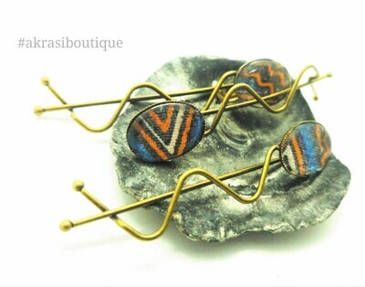 African wax dashiki detail wavy bronze hair grip | hair slide | hair accessories African wax dashiki detail wavy bronze hair grip | hair slide | hair accessories