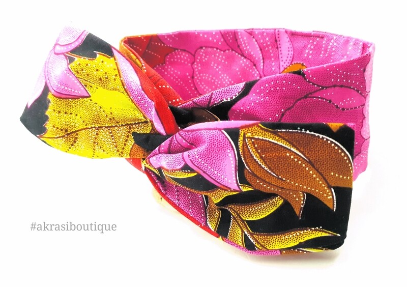 Black ankara floral print wire twist hair tie | hair wrap | African print headwrap | Ankara print wire head tie