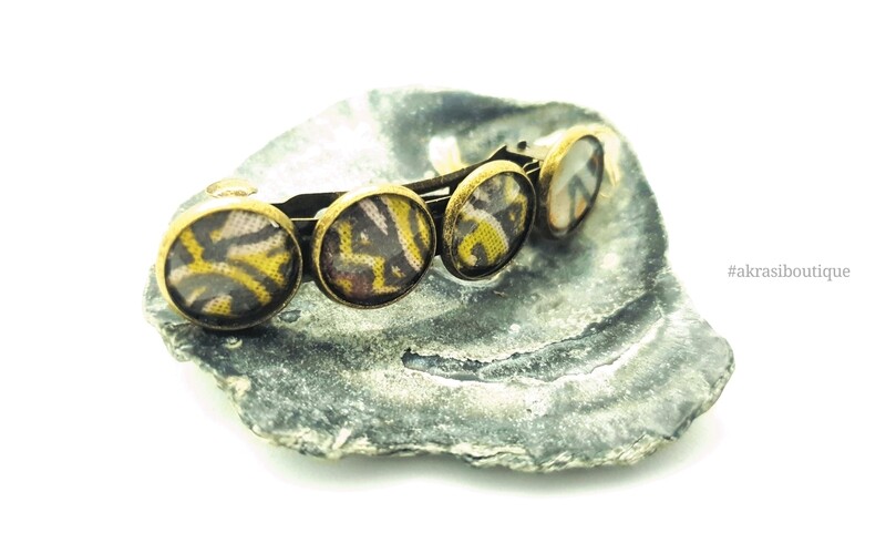 Ankara detail barrette hair clip in bronze
