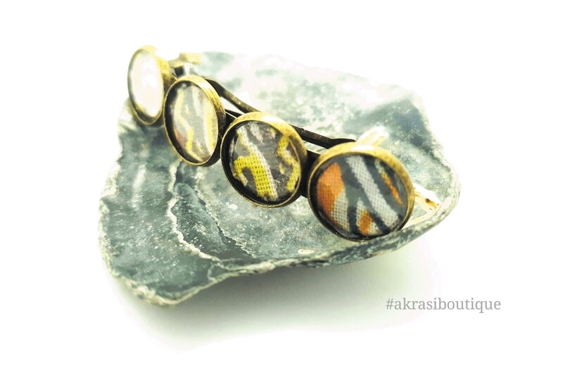 Ankara detail barrette hair clip in bronze