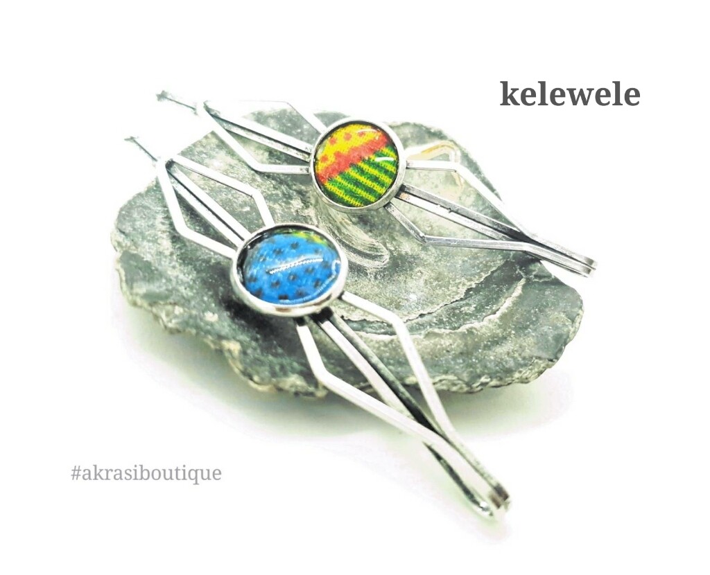 African wax kente detail silver hair grip | hair slide | hair accessories