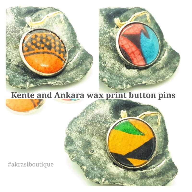 African wax print button pins | Ankara button badge | Kente pin