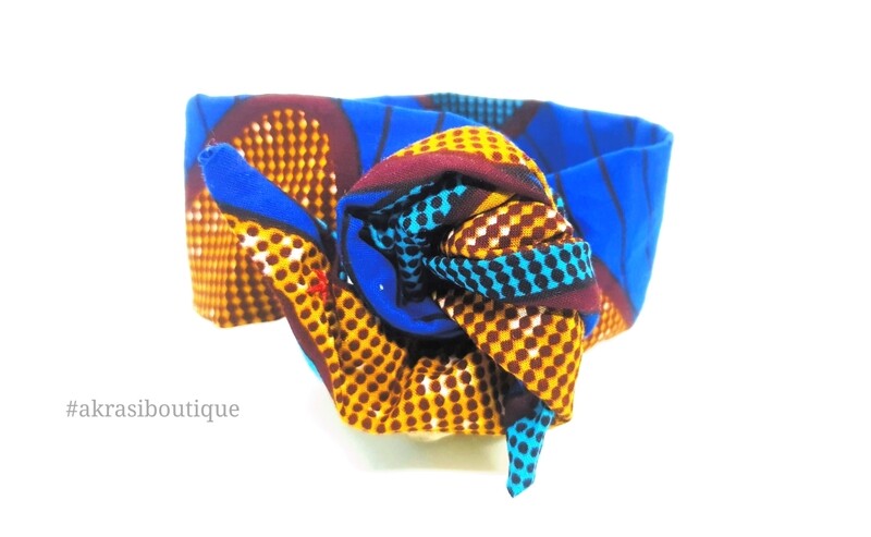 Blue ankara floral print wire twist hair tie | hair wrap | African print headwrap | Ankara print wire head tie