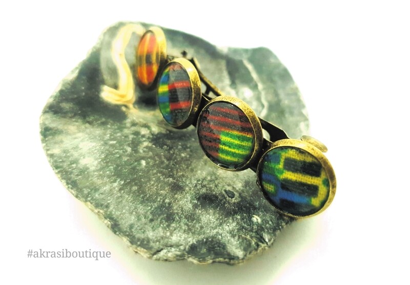 Kente barrette hair clip in bronze