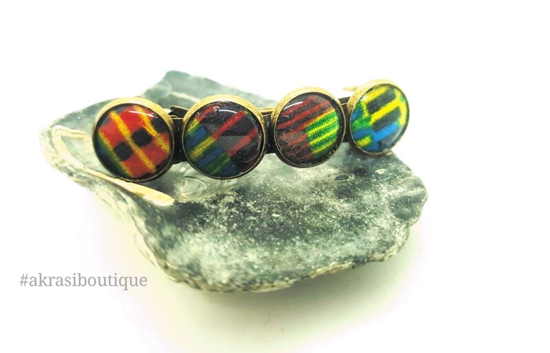 Kente barrette hair clip in bronze