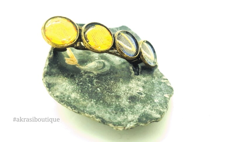 Dashiki detail barrette hair clip in bronze