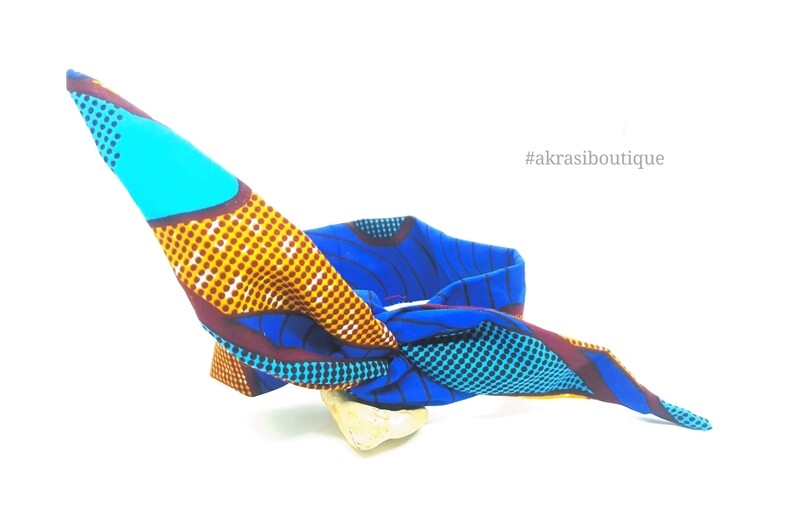 Blue ankara floral print wire twist hair tie | hair wrap | African print headwrap | Ankara print wire head tie