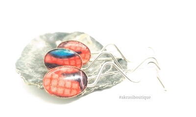 African wax ankara pink detail wavy silver hair grip | hair slide | hair accessories