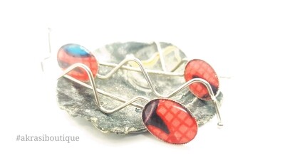 African wax ankara pink detail wavy silver hair grip | hair slide | hair accessories