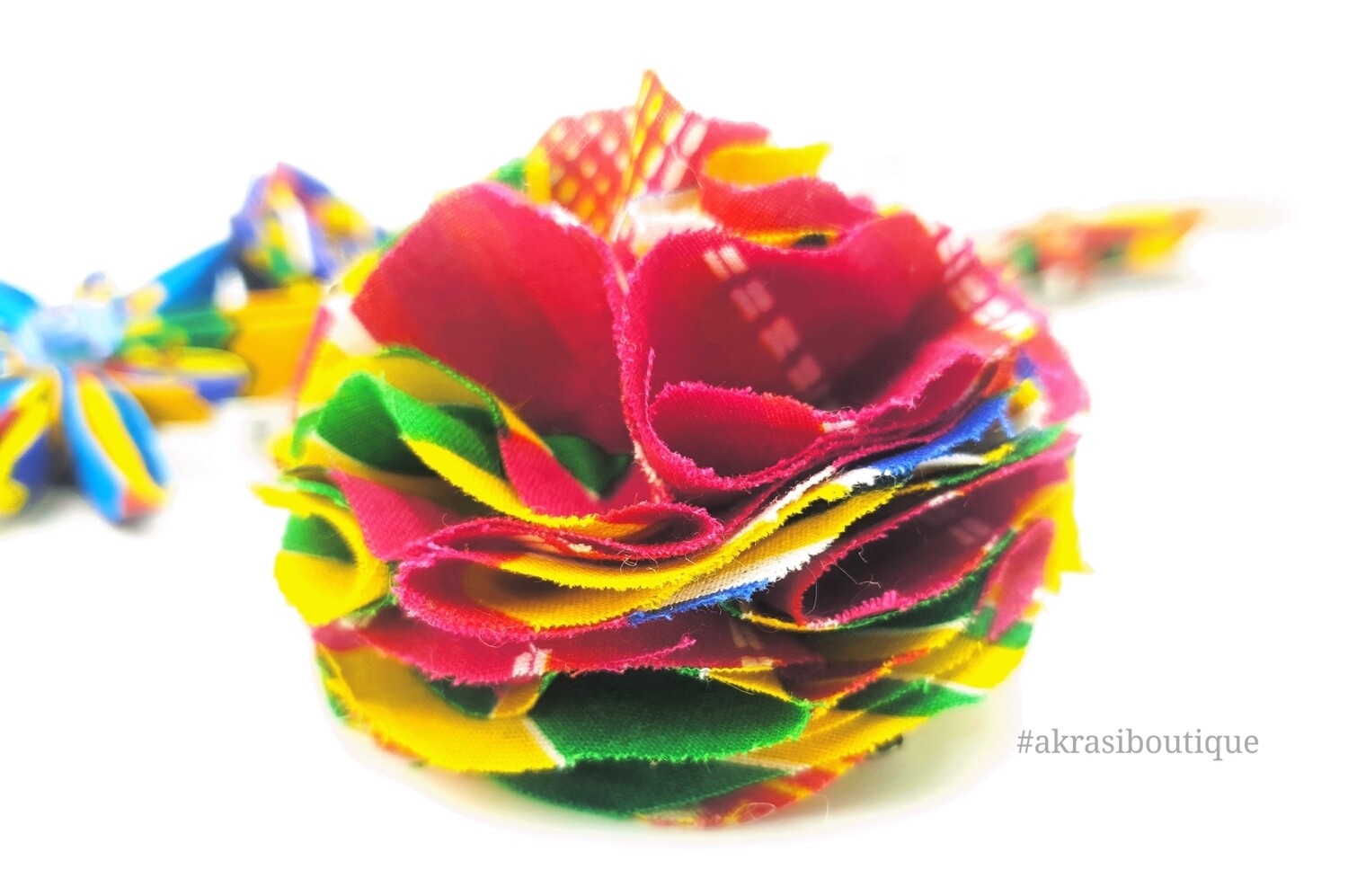 African print carnation ruffle flower | Kente flower | flower pin | flower hair clip | flower brooch | clothing accessories