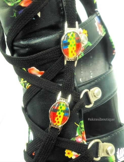 African wax kente print shoe tag | kente lace locks | clothing accessories